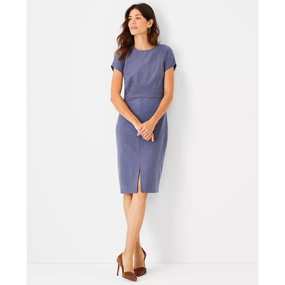 Ann Taylor The Short Sleeve Sheath Dress in Seaside Blue